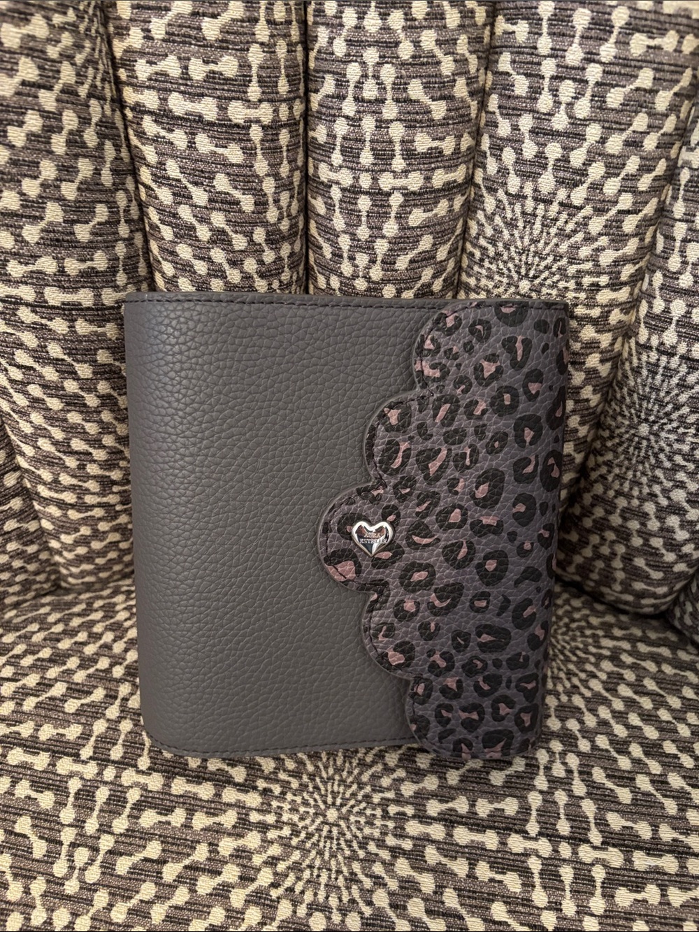 A6 Aura Estelle Grey Leopard Rings Planner Notebook Cover Silver Tone hardware